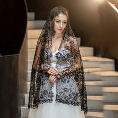 Floral Pattern Lace Veil for Brides & Events