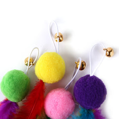 4 Pack Cat Toy Set: Teasing Stick, Fur Ball, Feather, Bell