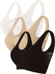 3 Pack Plus Size Sports Bras Set Women's Plus Breathable Padded Bras