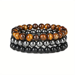Men's Bronze Tiger Eye Agate Stone Set Bullet