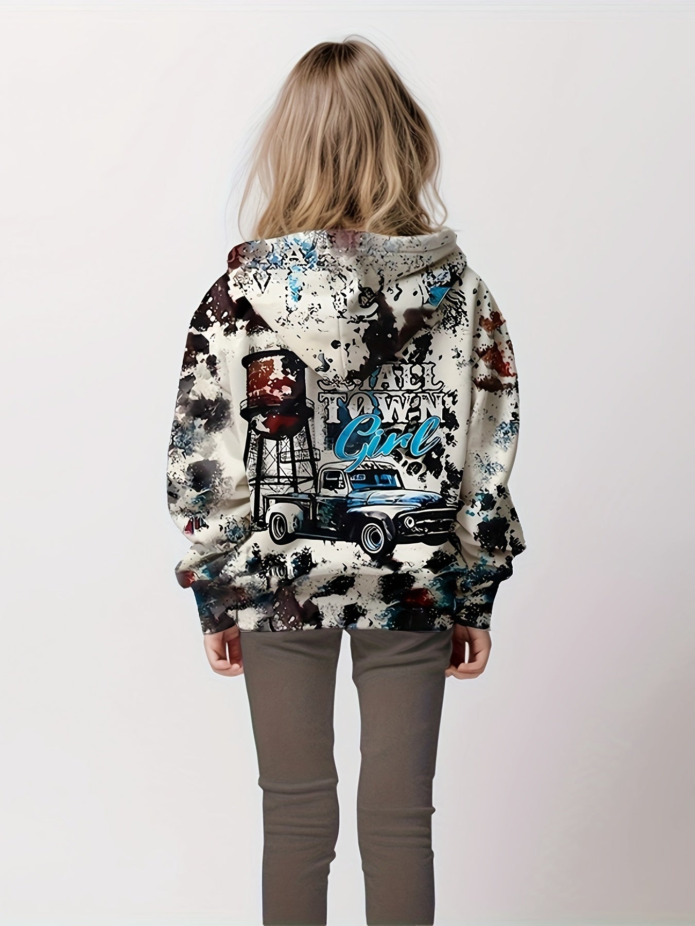 Small Town Girl Tie Dye Hoodie Girls Hooded Pullover Spring Fall Gift 4-14y