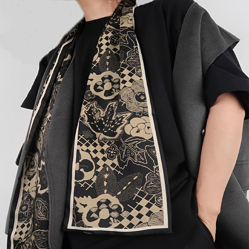Men's Long Silk Scarf for Casual Business Wear