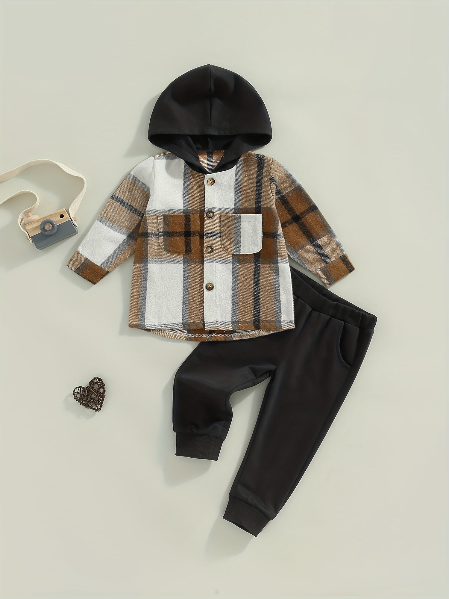 2Pcs Baby Boy's Hoodie Shirt & Pants Set Sweatsuit Outfit