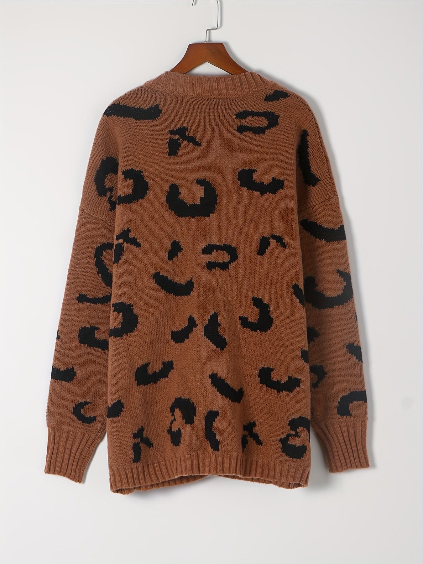  Leopard Print Long Sleeve Open Front Cardigan
