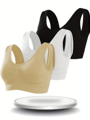 3-Pack Women's Thin Padded Sports Bras Bralette Cami Intimates Lingerie