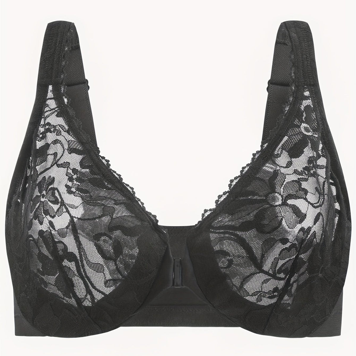  Floral Lace Front Closure Racer Back Underwire Bra