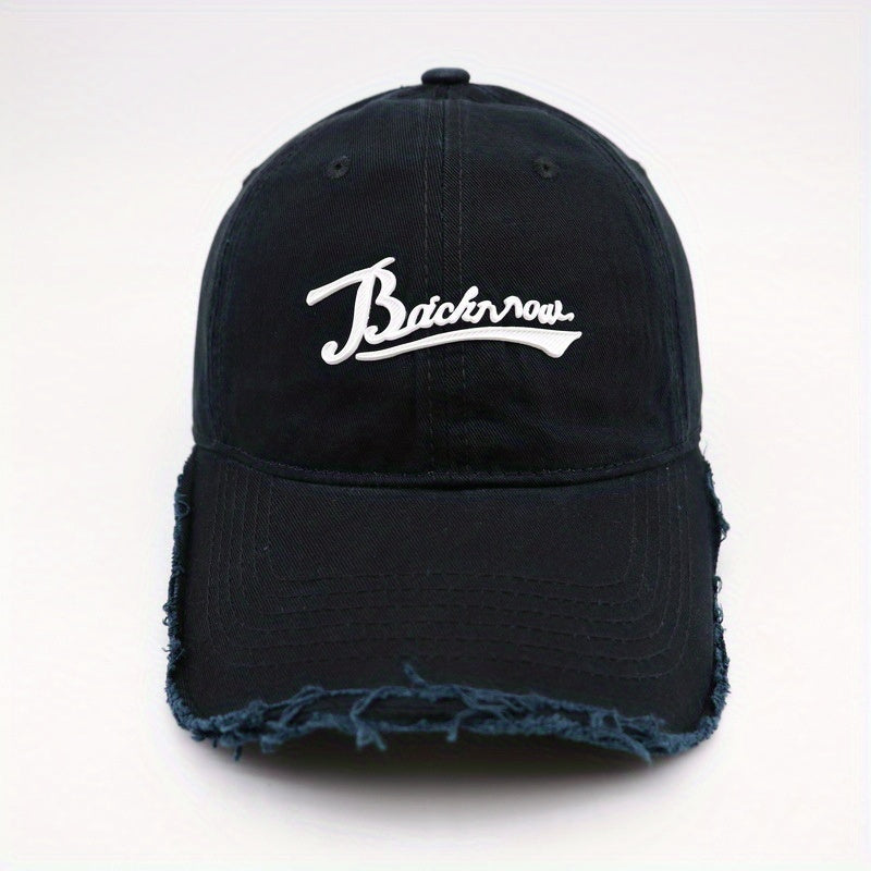 Hip Hop Baseball Cap Distressed Dad Hat Letter Patch Washed Sun Hat