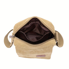 Vintage Square Shoulder Bag Zipper Crossbody Bag Lightweight Canvas Bag