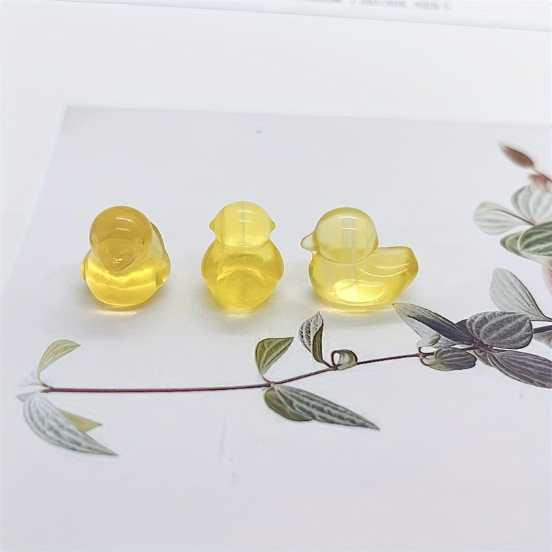 Yellow Fluorite Duck Carving Healing Crystal Natural Stone
