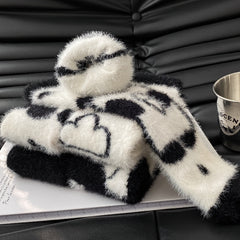 5 Pairs Panda Pattern Plush Socks Soft & Cozy Mid Tube Women's Stockings