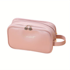 Portable Layer Cosmetic Bag Waterproof Makeup Brush Organizer PU Leather