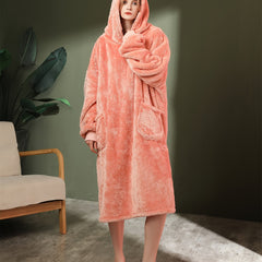 Cozy Hooded Night Robe with Pockets for Women