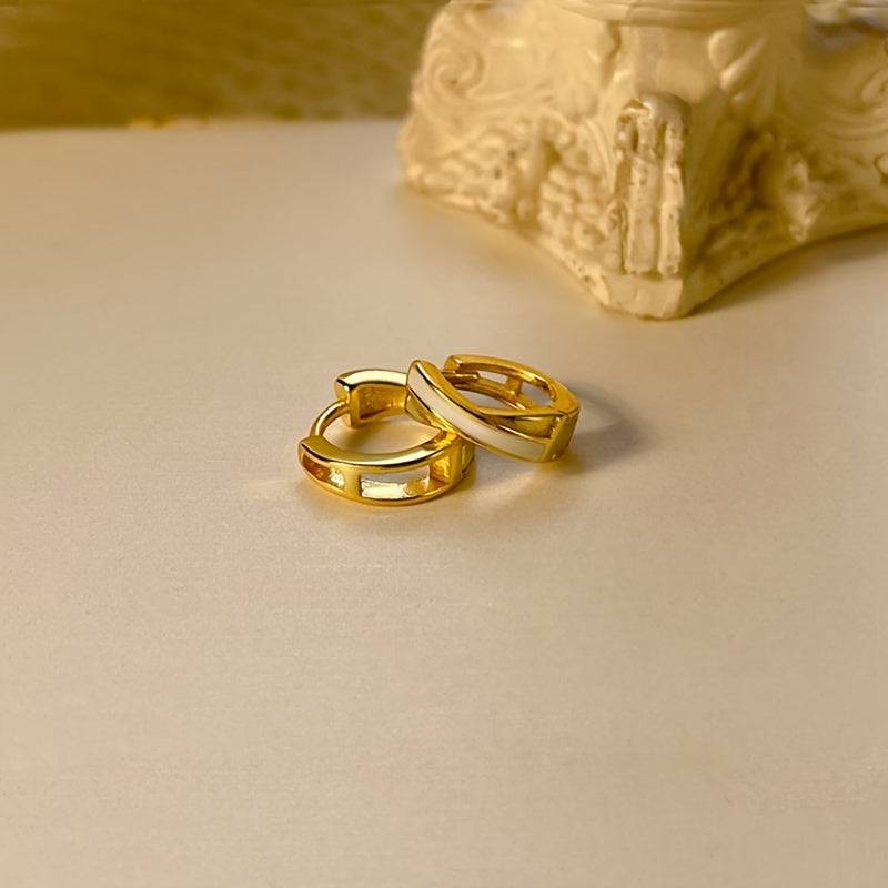 18K Plated Small Hoop Huggie Earrings Ear Buckle Daily Casual