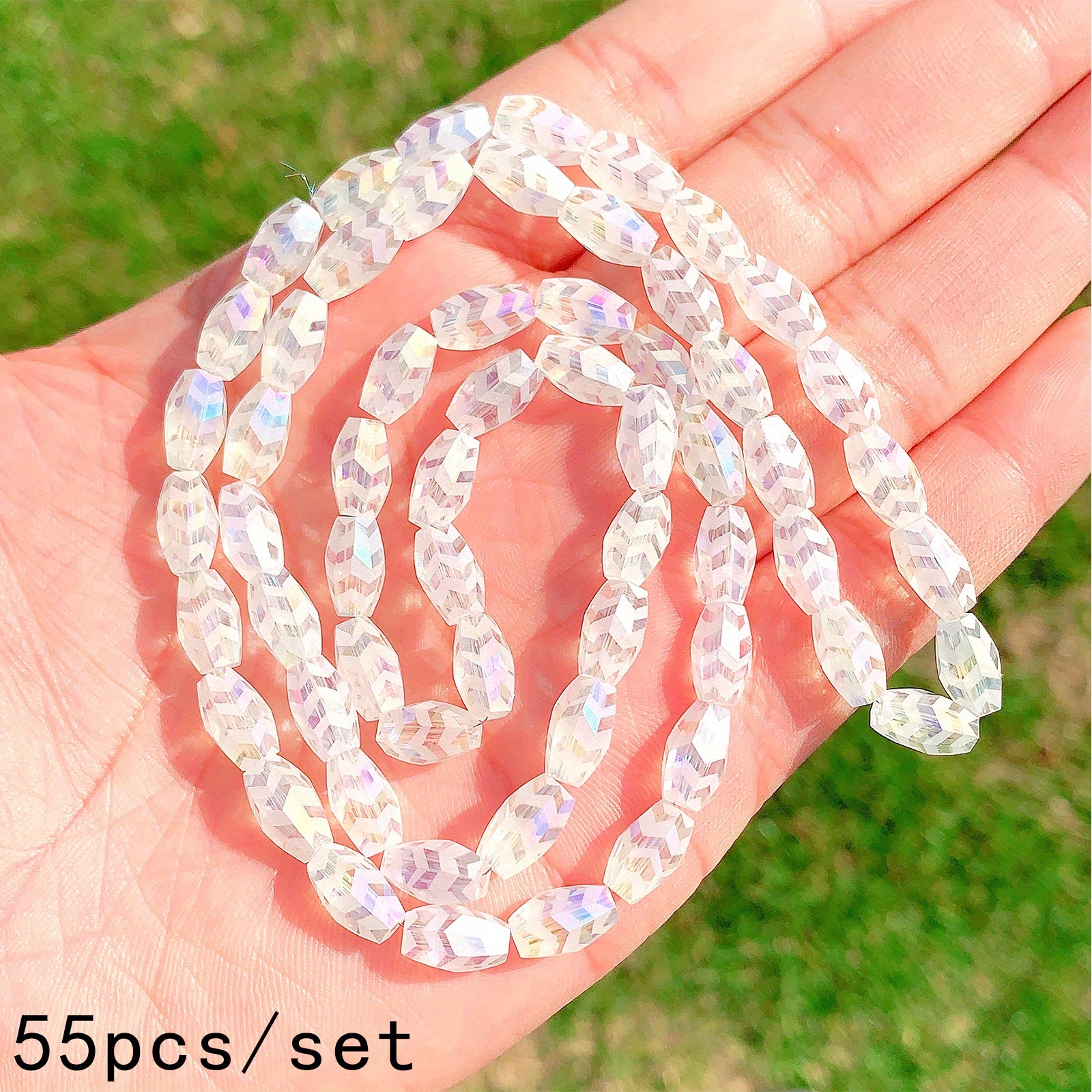 55pcs AB Plated Crystal Beads Frosted Glass Spacer Beads for DIY Bracelet