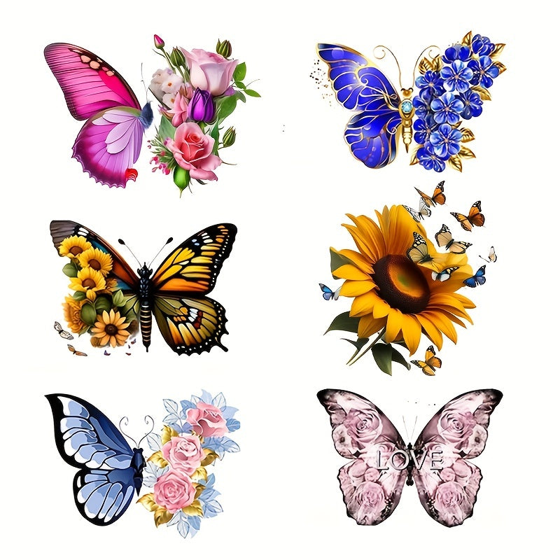 6pcs Butterfly Pattern Iron on Stickers for T shirt Backpack Pillow
