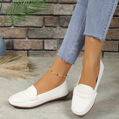 Women's Soft Sole Slip On Flat Shoes Lightweight Faux Leather Shoes