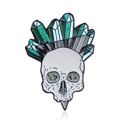 Crystal Column Skull Brooch
