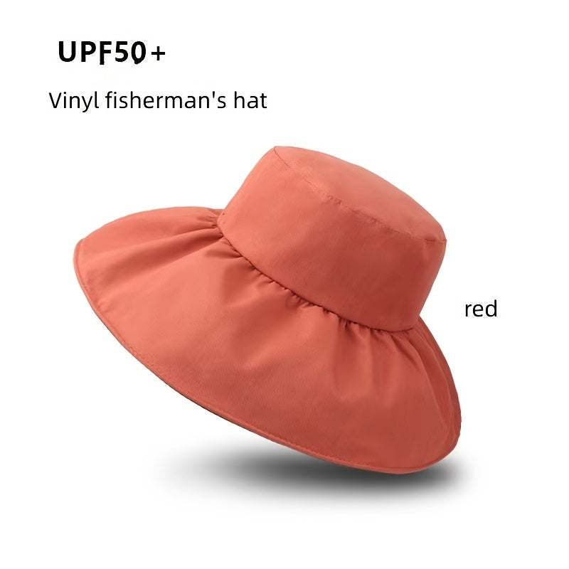 Wide Brim Sun Hat Solid Sunscreen Foldable Bucket Hats Cotton Beach Travel