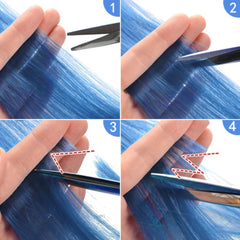 Y2K 5pcs Long Straight Highlight Hair Extension Clip-In Cosplay Synthetic
