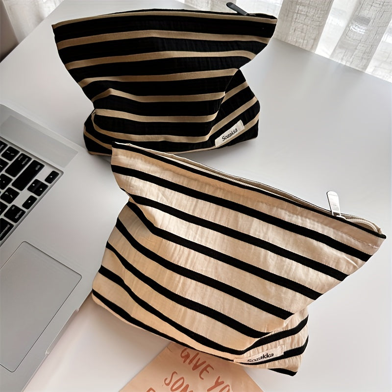 Striped Cosmetic Bag Portable Travel Bag Skin Care Products Storage Bag