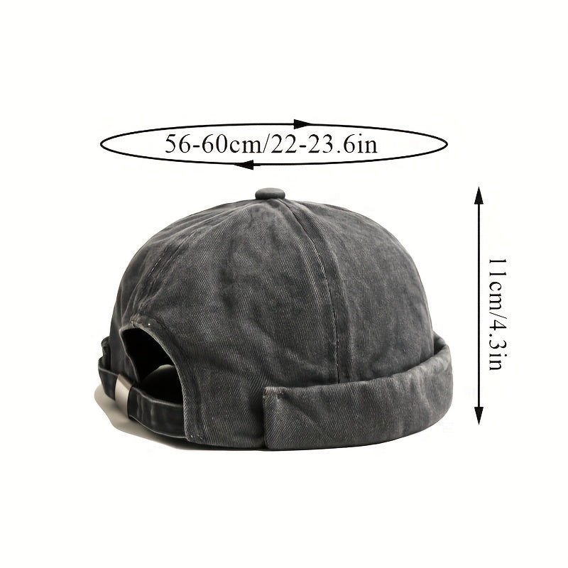 Retro Cotton Brimless Hat with Adjustable Cuff