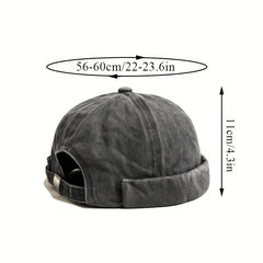 Retro Cotton Brimless Hat with Adjustable Cuff