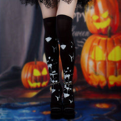 Graffiti Thigh High Socks Halloween Over The Knee Stockings