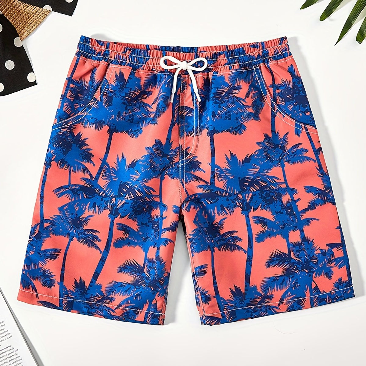Boys Hawaii Tropical Leaf Beach Shorts Quick Dry Sports Seaside Shorts