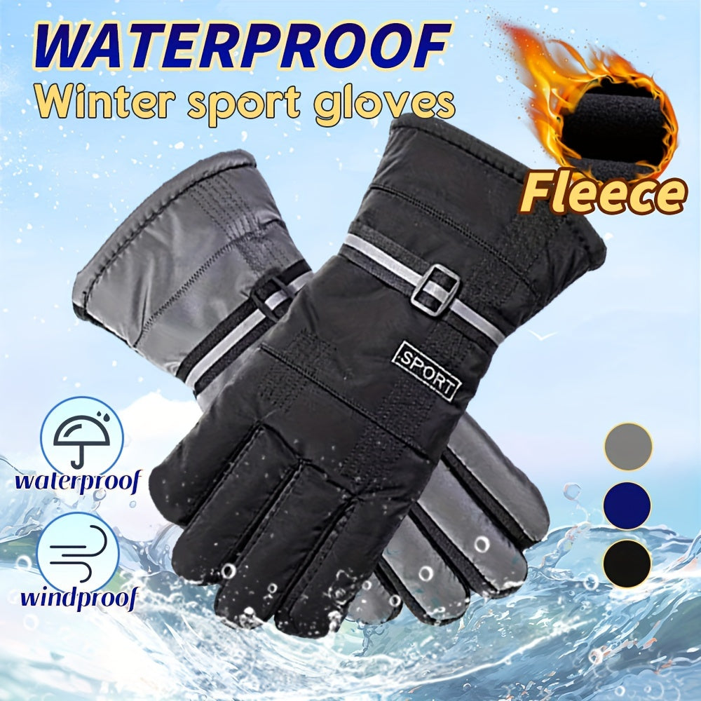 Winter Fleece Lined Warm Gloves Anti Slip Waterproof for Cycling Running