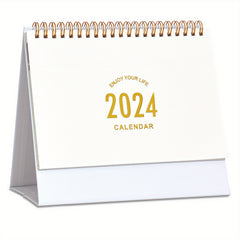Small Desk Calendar Standing Flip Desktop Calendar Metal Ring Twin Wire Binding