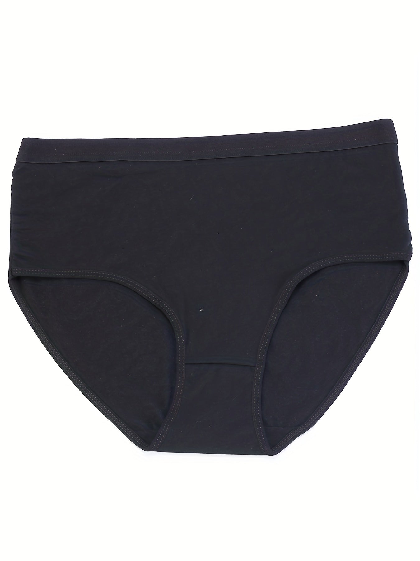 6 Pack Plus Size Basic Underwear Set Women's Plus Plain Mid Rise Medium Stretch