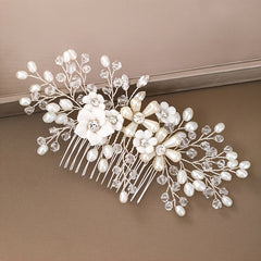 Floral Wedding Comb Pearl Hairpiece Bridal Hair Accessories