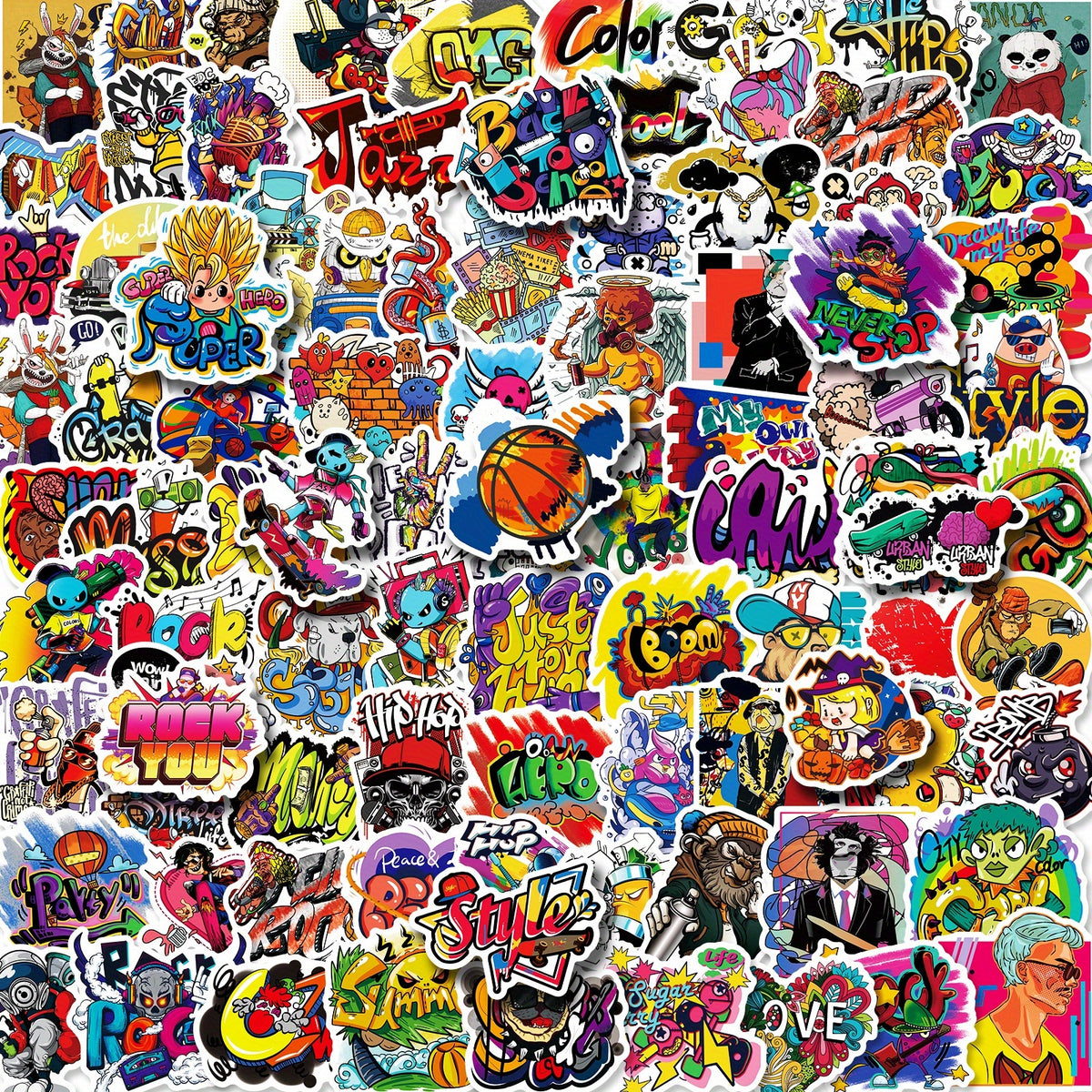 100pcs Graffiti Stickers Mixed Rock Vinyl Sticker Packs