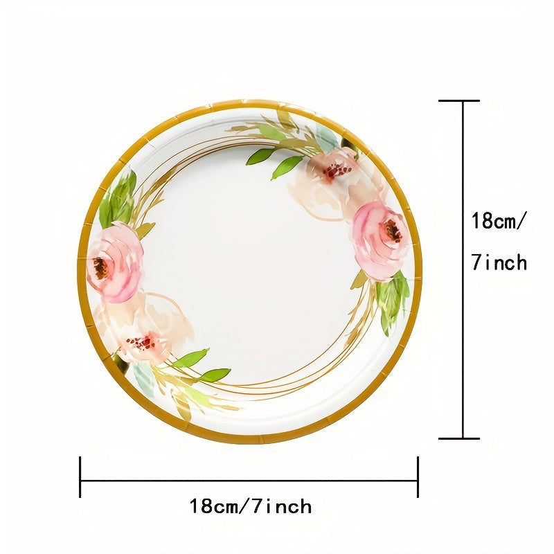 Camellia Floral Party Dinnerware 17" Paper Plates (12/16/20Pcs)