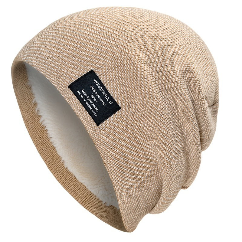 Plus Velvet Knitted Beanie Winter Outdoor Windproof Hat