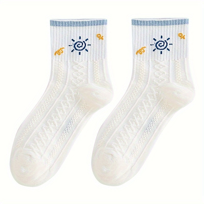 5 Pairs Cartoon Print Socks Women's Stockings & Hosiery