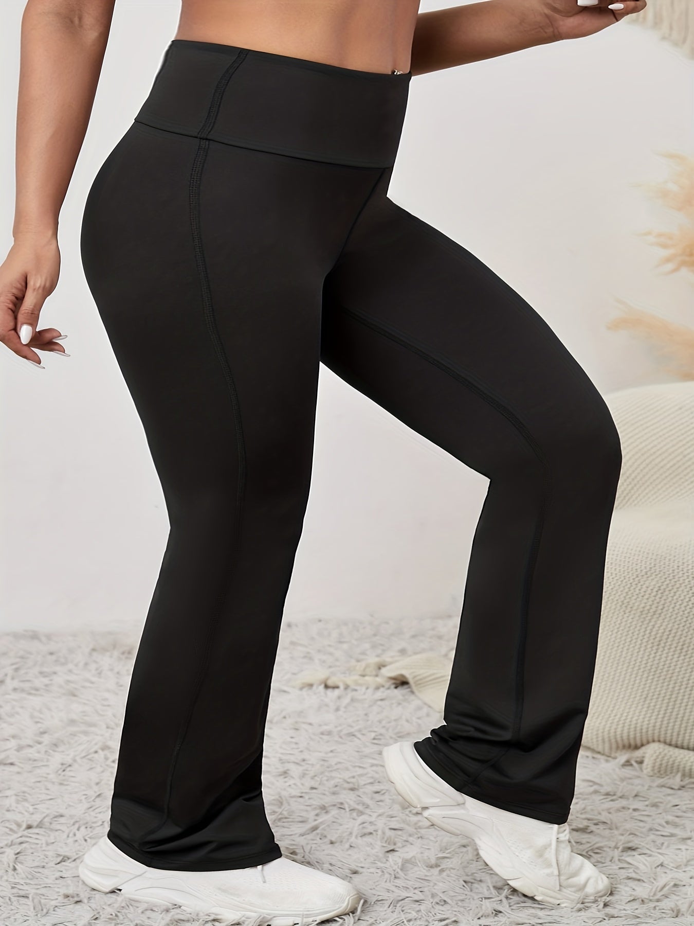  Sports Pants Women's Plus Solid High Rise