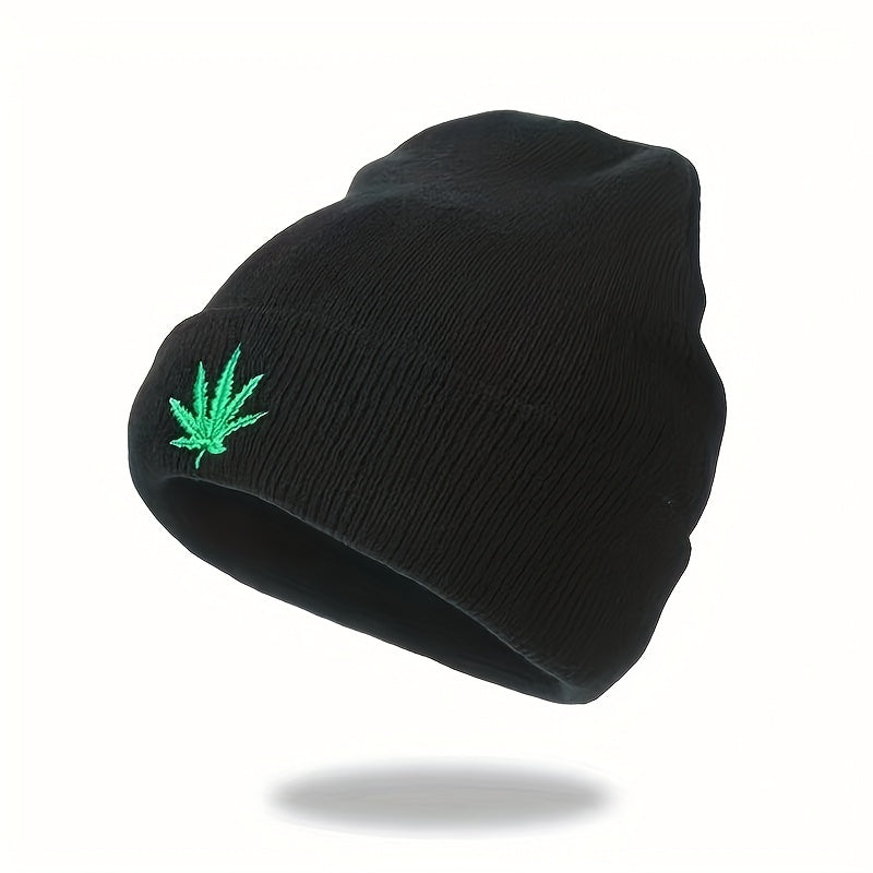 Leaf Embroidery Knitted Hat Hip Hop Sports Cap For Men Women Teens