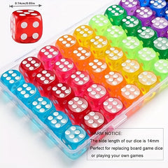 30Pcs 6 Sided Portable Table Games Dice 14MM Acrylic Round Corner