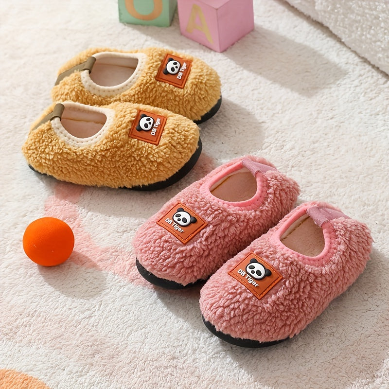 Girls Cartoon Furry Slip On House Shoes