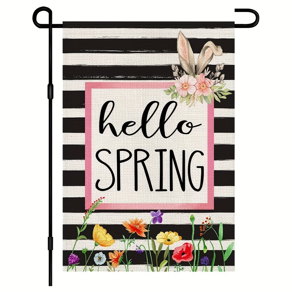 Spring Flower Garden Flag Double Sided Burlap 30x45cm Bunny Sign Yard Decor