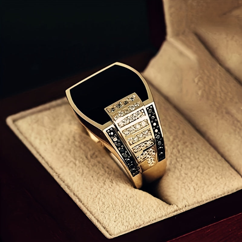 Men's Oil Drip Zircon Ring - Business Engagement Gift