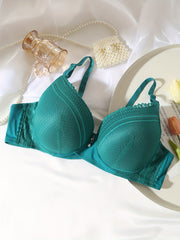  Lace Bra with Faux Pearl Decor Bralette