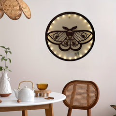 Retro Wooden LED Wall Decoration Butterfly Series Hanging Light