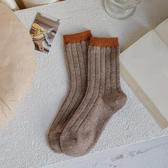 5 Pairs Colorblock Crew Socks Soft Women's Stockings