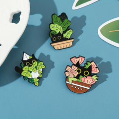 Funny Hiding Cat Enamel Pins Metal Paint Badges For Backpacks Clothing