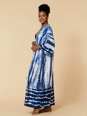 Tie Dye Cover Up Shirt V Neck Loose Fit Kimono Beachwear Boho Style Women's Swim