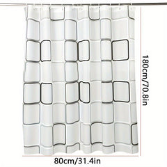 Modern Plaid Shower Curtain with Waterproof Stylish Hooks