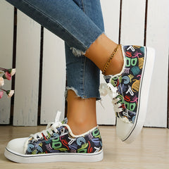 Women's Graffiti Print Sneakers Lightweight Canvas Shoes