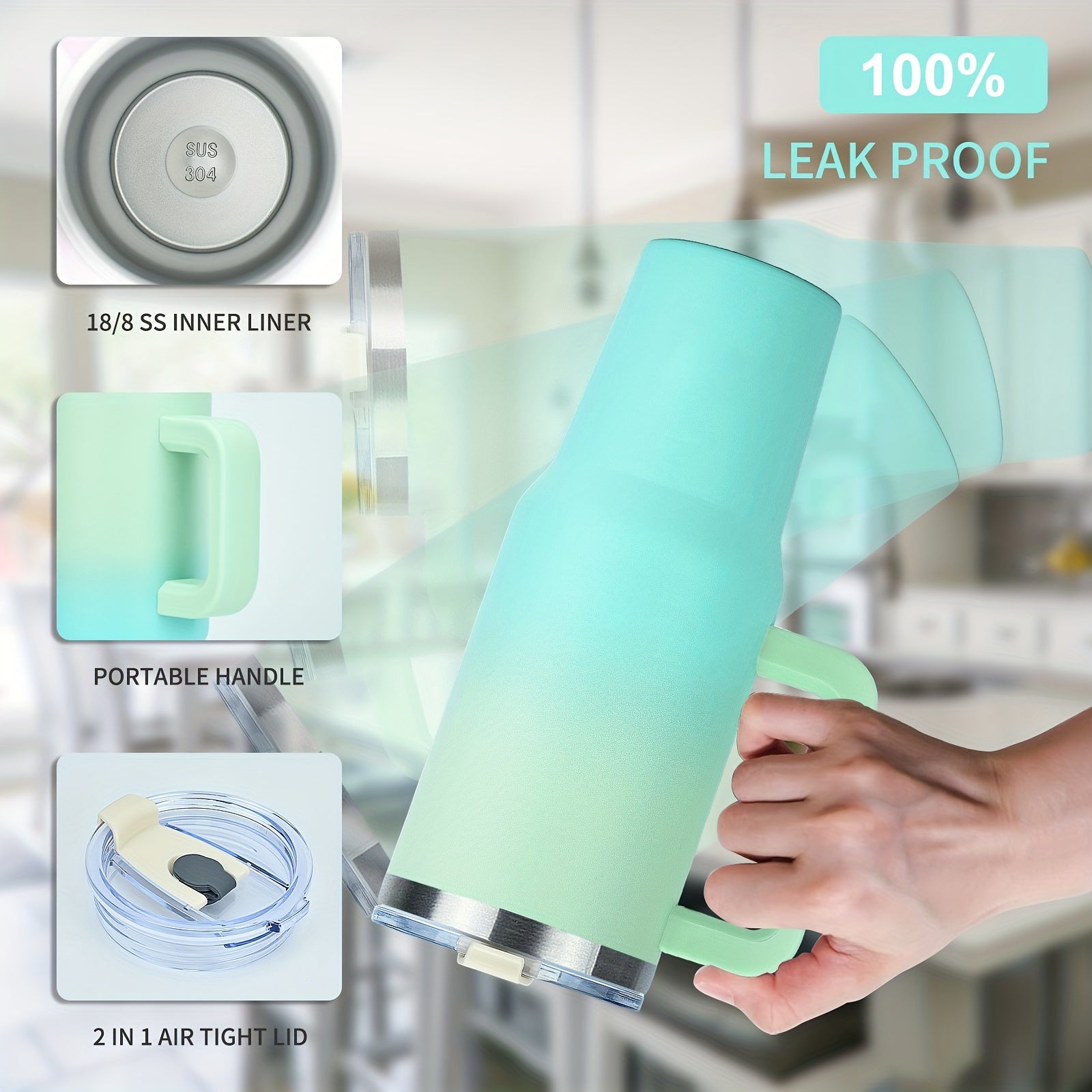 WATERSY 40oz Tumbler w/ Handle & Straw Stainless Steel Vacuum Insulated Hot